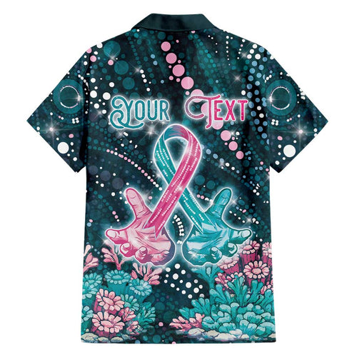 Personalised Hereditary Cancer Awareness Hawaiian Shirt Hope Ribbon With Aussie Teal Duncan Coral