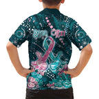 Personalised Hereditary Cancer Awareness Hawaiian Shirt Hope Ribbon With Aussie Teal Duncan Coral