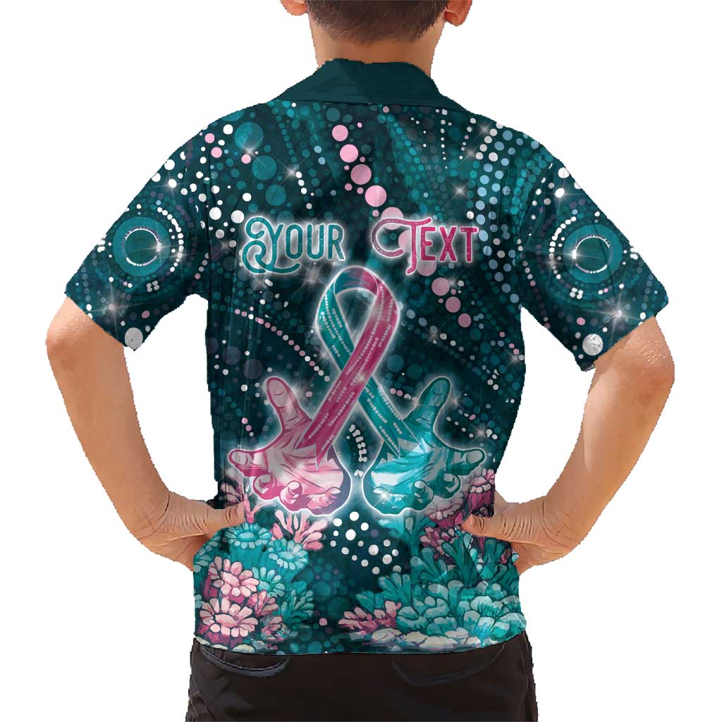 Personalised Hereditary Cancer Awareness Hawaiian Shirt Hope Ribbon With Aussie Teal Duncan Coral