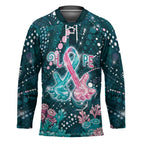 Personalised Hereditary Cancer Awareness Hockey Jersey Hope Ribbon With Aussie Teal Duncan Coral
