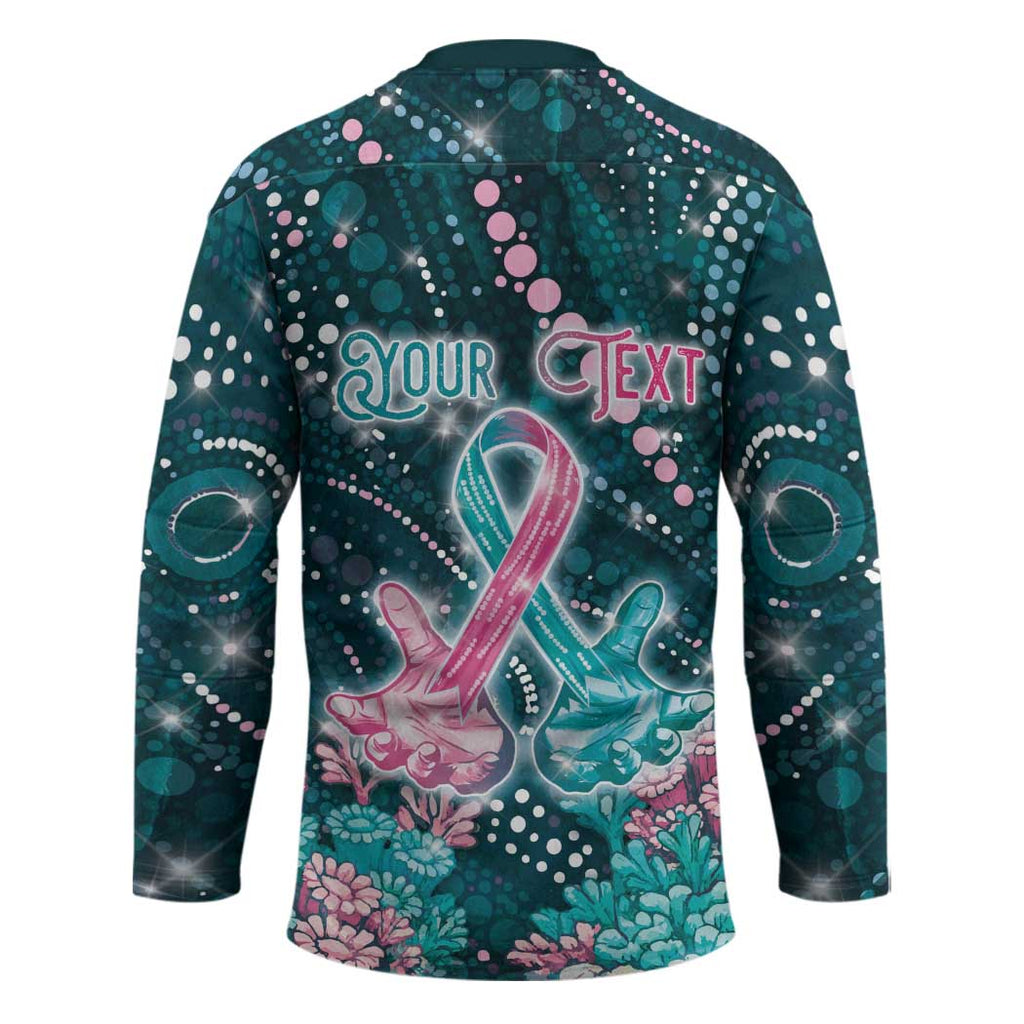 Personalised Hereditary Cancer Awareness Hockey Jersey Hope Ribbon With Aussie Teal Duncan Coral
