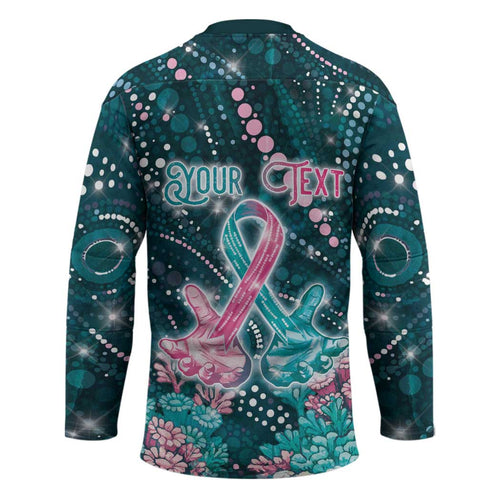 Personalised Hereditary Cancer Awareness Hockey Jersey Hope Ribbon With Aussie Teal Duncan Coral