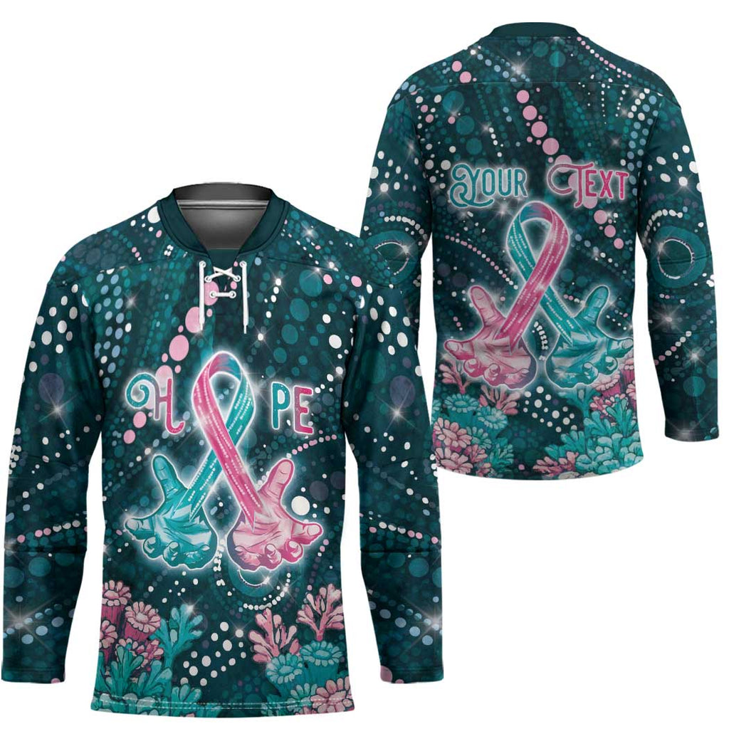 Personalised Hereditary Cancer Awareness Hockey Jersey Hope Ribbon With Aussie Teal Duncan Coral