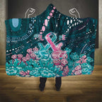 Hereditary Cancer Awareness Hooded Blanket Hope Ribbon With Aussie Teal Duncan Coral