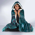 Hereditary Cancer Awareness Hooded Blanket Hope Ribbon With Aussie Teal Duncan Coral