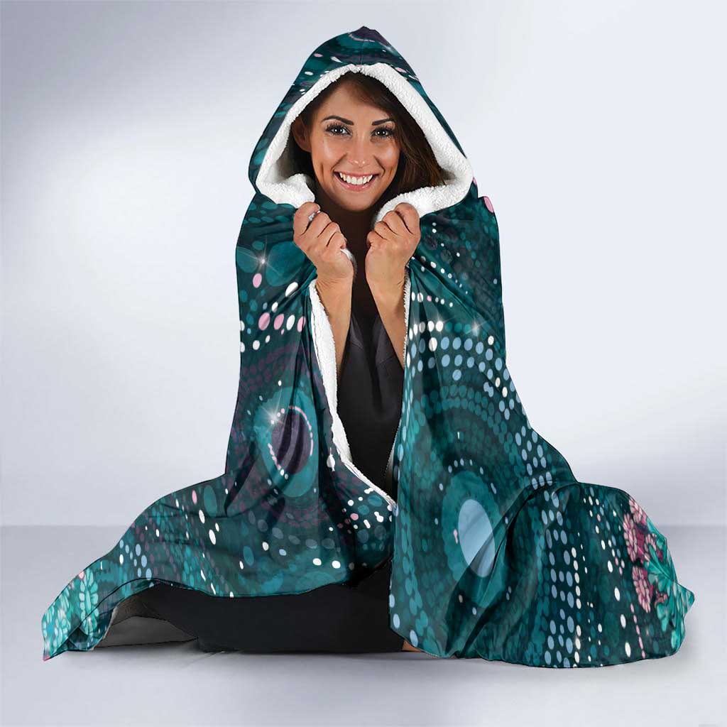 Hereditary Cancer Awareness Hooded Blanket Hope Ribbon With Aussie Teal Duncan Coral