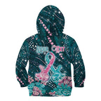 Personalised Hereditary Cancer Awareness Kid Hoodie Hope Ribbon With Aussie Teal Duncan Coral