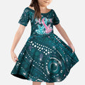 Personalised Hereditary Cancer Awareness Kid Short Sleeve Dress Hope Ribbon With Aussie Teal Duncan Coral