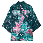 Personalised Hereditary Cancer Awareness Kimono Hope Ribbon With Aussie Teal Duncan Coral