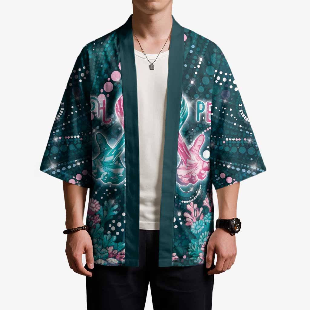 Personalised Hereditary Cancer Awareness Kimono Hope Ribbon With Aussie Teal Duncan Coral