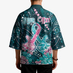 Personalised Hereditary Cancer Awareness Kimono Hope Ribbon With Aussie Teal Duncan Coral