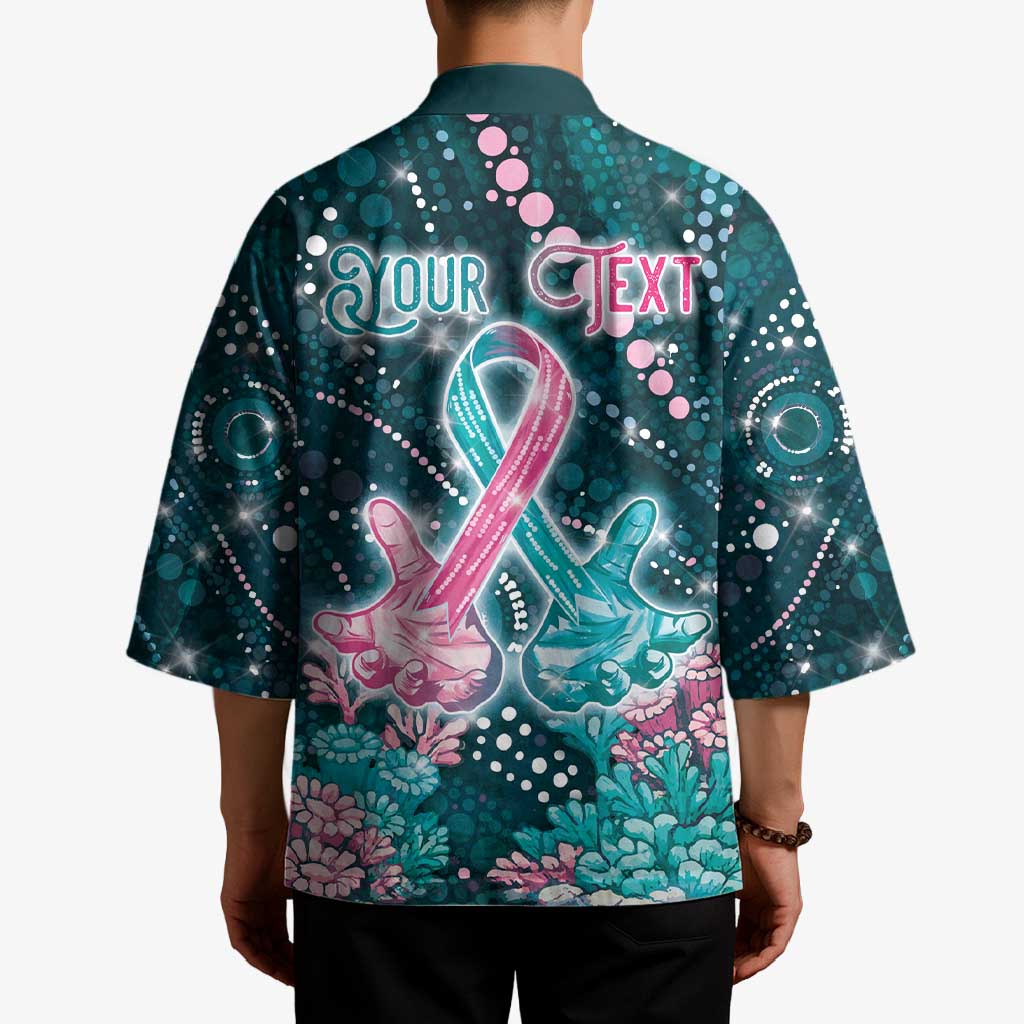 Personalised Hereditary Cancer Awareness Kimono Hope Ribbon With Aussie Teal Duncan Coral