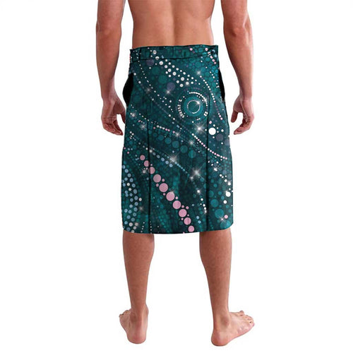 Personalised Hereditary Cancer Awareness Lavalava Hope Ribbon With Aussie Teal Duncan Coral