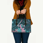 Hereditary Cancer Awareness Leather Bag Hope Ribbon With Aussie Teal Duncan Coral