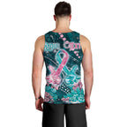 Personalised Hereditary Cancer Awareness Men Tank Top Hope Ribbon With Aussie Teal Duncan Coral