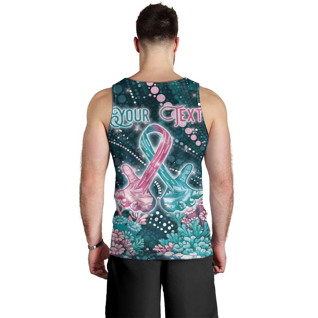 Personalised Hereditary Cancer Awareness Men Tank Top Hope Ribbon With Aussie Teal Duncan Coral