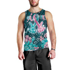 Personalised Hereditary Cancer Awareness Men Tank Top Hope Ribbon With Aussie Teal Duncan Coral