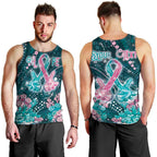 Personalised Hereditary Cancer Awareness Men Tank Top Hope Ribbon With Aussie Teal Duncan Coral