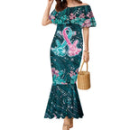 Personalised Hereditary Cancer Awareness Mermaid Dress Hope Ribbon With Aussie Teal Duncan Coral