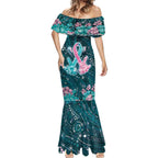 Personalised Hereditary Cancer Awareness Mermaid Dress Hope Ribbon With Aussie Teal Duncan Coral