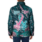 Personalised Hereditary Cancer Awareness Padded Jacket Hope Ribbon With Aussie Teal Duncan Coral