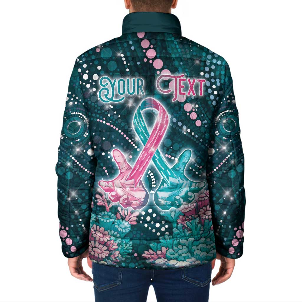 Personalised Hereditary Cancer Awareness Padded Jacket Hope Ribbon With Aussie Teal Duncan Coral