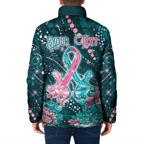 Personalised Hereditary Cancer Awareness Padded Jacket Hope Ribbon With Aussie Teal Duncan Coral
