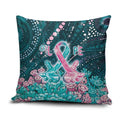 Hereditary Cancer Awareness Pillow Cover Hope Ribbon With Aussie Teal Duncan Coral