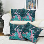 Hereditary Cancer Awareness Pillow Cover Hope Ribbon With Aussie Teal Duncan Coral