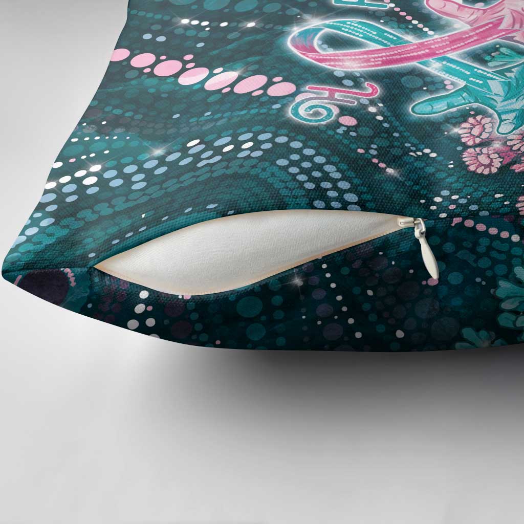 Hereditary Cancer Awareness Pillow Cover Hope Ribbon With Aussie Teal Duncan Coral