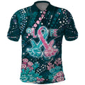 Personalised Hereditary Cancer Awareness Polo Shirt Hope Ribbon With Aussie Teal Duncan Coral