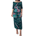 Personalised Hereditary Cancer Awareness Puletasi Hope Ribbon With Aussie Teal Duncan Coral