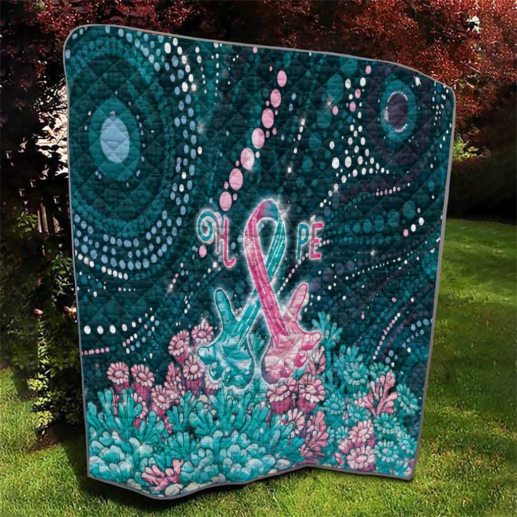 Hereditary Cancer Awareness Quilt Hope Ribbon With Aussie Teal Duncan Coral