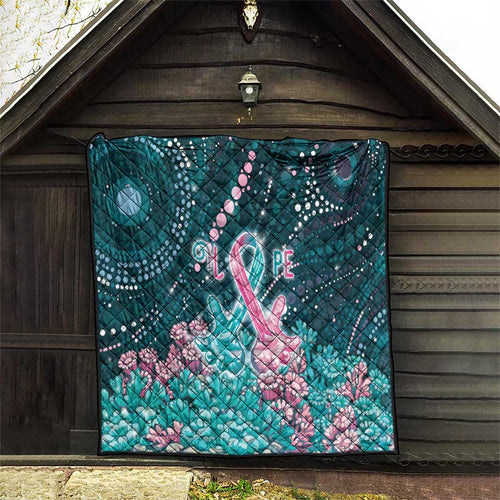 Hereditary Cancer Awareness Quilt Hope Ribbon With Aussie Teal Duncan Coral