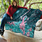 Hereditary Cancer Awareness Quilt Hope Ribbon With Aussie Teal Duncan Coral