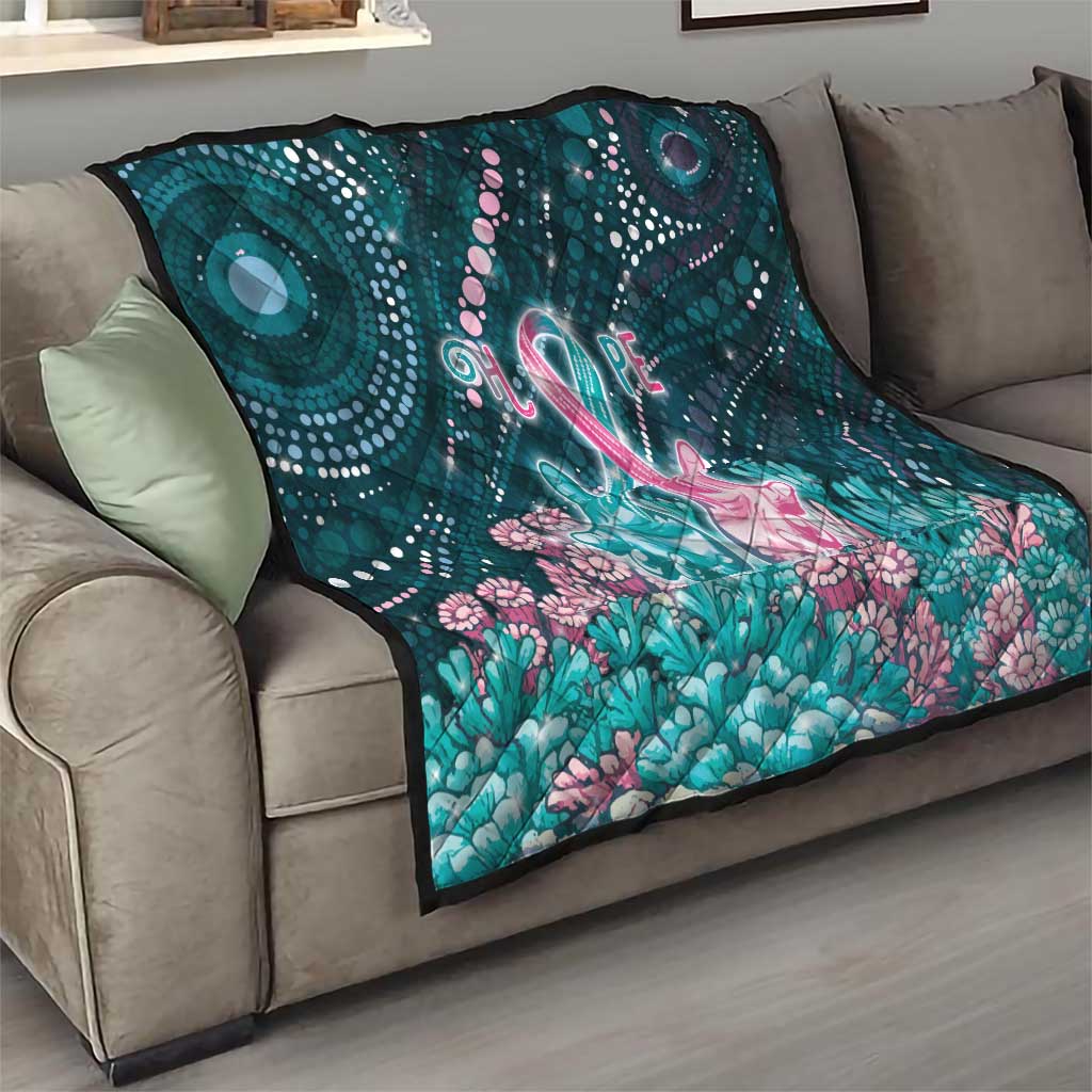 Hereditary Cancer Awareness Quilt Hope Ribbon With Aussie Teal Duncan Coral