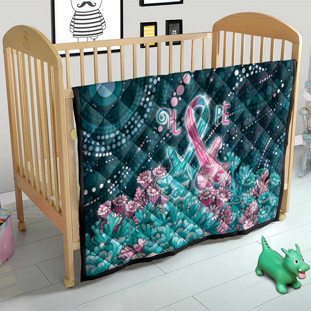 Hereditary Cancer Awareness Quilt Hope Ribbon With Aussie Teal Duncan Coral
