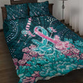 Hereditary Cancer Awareness Quilt Bed Set Hope Ribbon With Aussie Teal Duncan Coral