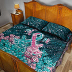 Hereditary Cancer Awareness Quilt Bed Set Hope Ribbon With Aussie Teal Duncan Coral