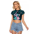 Personalised Hereditary Cancer Awareness Raglan Cropped T Shirt Hope Ribbon With Aussie Teal Duncan Coral