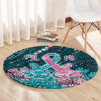 Hereditary Cancer Awareness Round Carpet Hope Ribbon With Aussie Teal Duncan Coral
