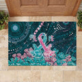 Hereditary Cancer Awareness Rubber Doormat Hope Ribbon With Aussie Teal Duncan Coral