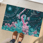 Hereditary Cancer Awareness Rubber Doormat Hope Ribbon With Aussie Teal Duncan Coral