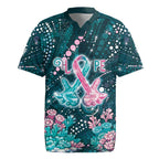 Personalised Hereditary Cancer Awareness Rugby Jersey Hope Ribbon With Aussie Teal Duncan Coral