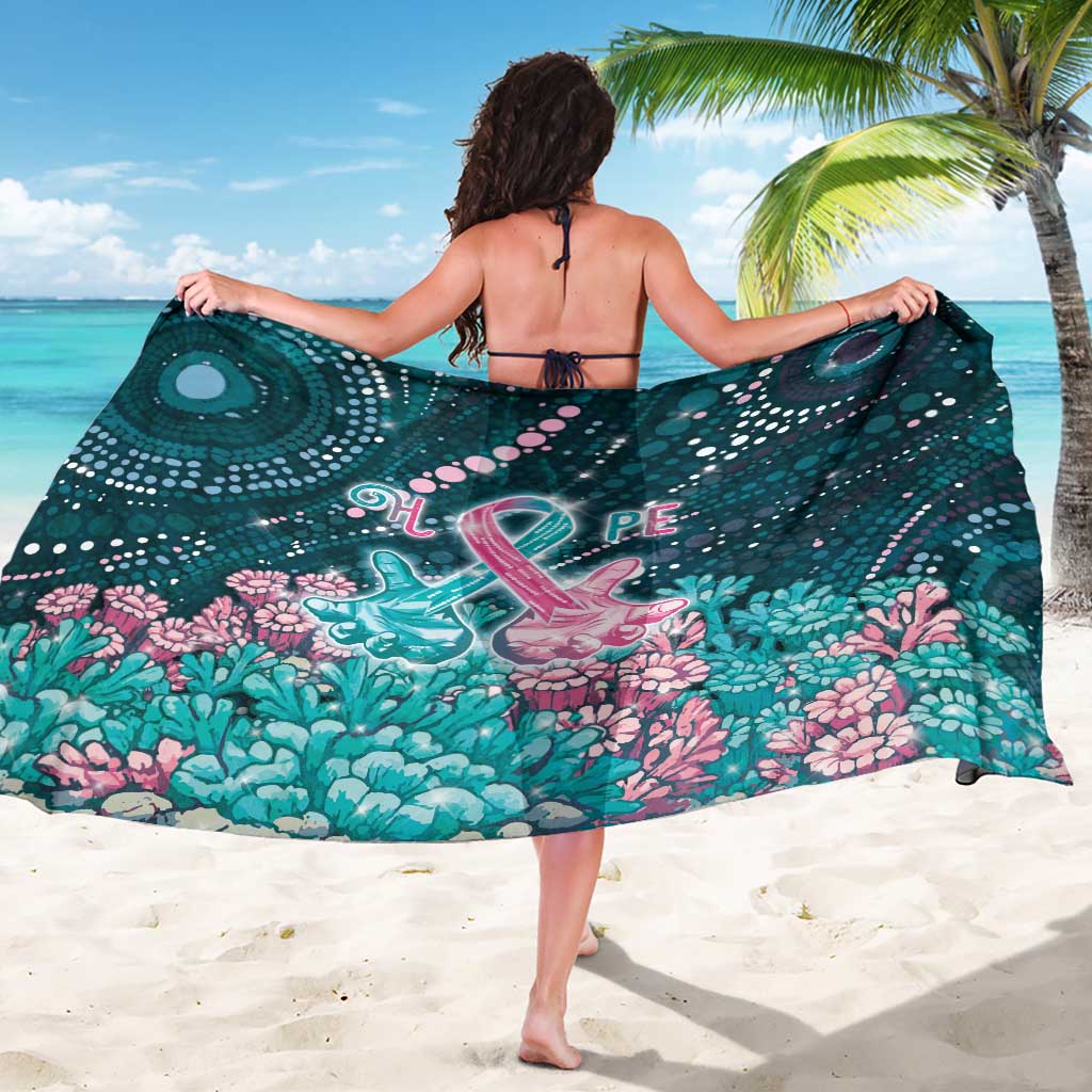 Hereditary Cancer Awareness Sarong Hope Ribbon With Aussie Teal Duncan Coral