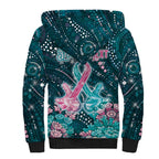 Personalised Hereditary Cancer Awareness Sherpa Hoodie Hope Ribbon With Aussie Teal Duncan Coral