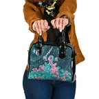 Hereditary Cancer Awareness Shoulder Handbag Hope Ribbon With Aussie Teal Duncan Coral