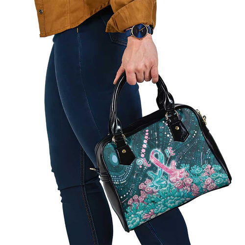 Hereditary Cancer Awareness Shoulder Handbag Hope Ribbon With Aussie Teal Duncan Coral