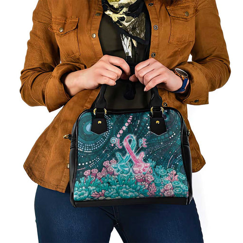 Hereditary Cancer Awareness Shoulder Handbag Hope Ribbon With Aussie Teal Duncan Coral