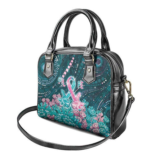 Hereditary Cancer Awareness Shoulder Handbag Hope Ribbon With Aussie Teal Duncan Coral
